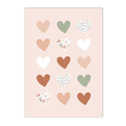 pink rainbow hearts sun and clouds nordic kids canvas
