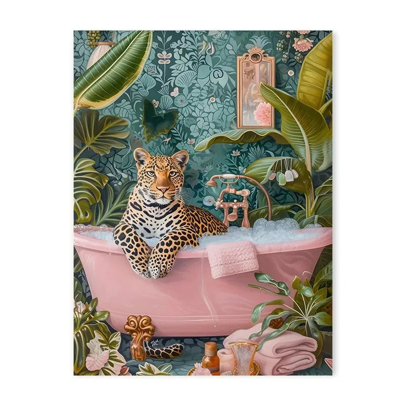 Colorful Bathtub Animals Canvas Print