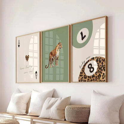 Vintage Leopard & Cheetah Canvas Print - Set Of 3