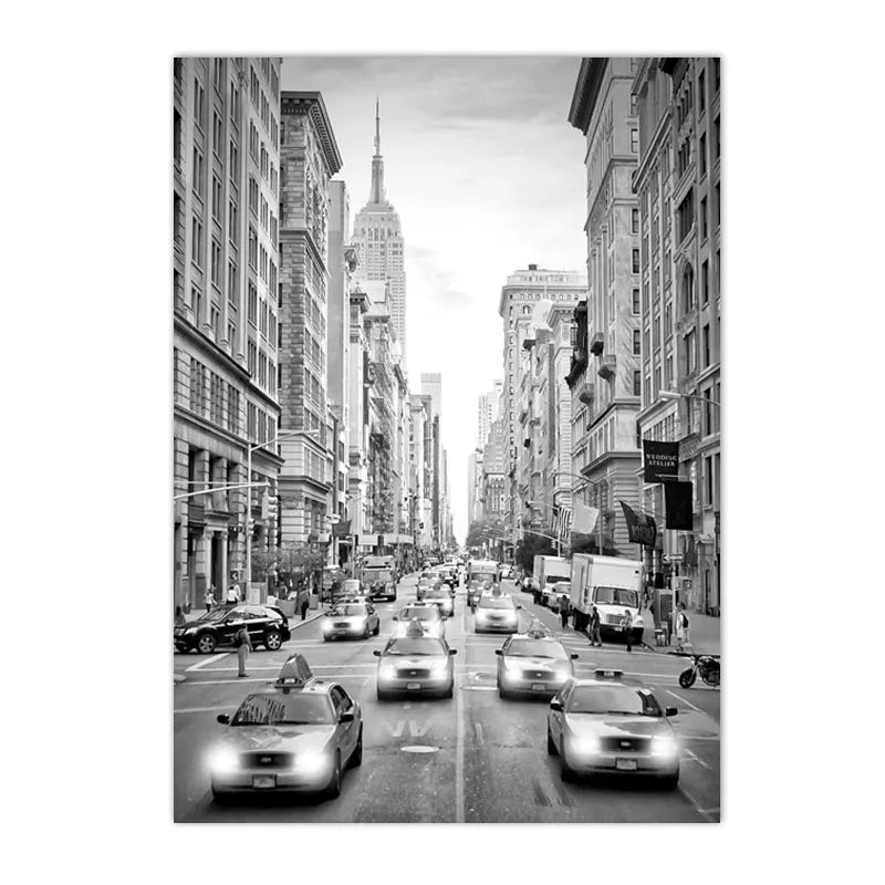 black and white cityscapes of new york and paris with bridges on canvas