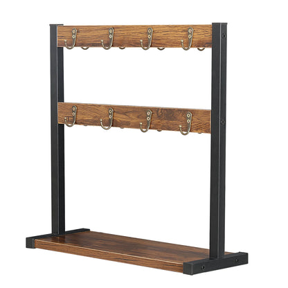 Vintage Wooden 2-Tier Coffee Mug Holder