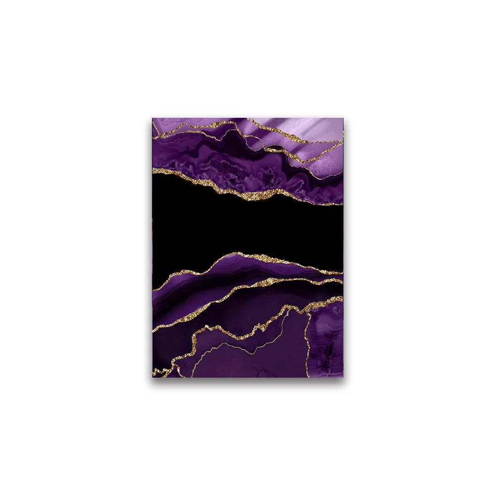 Black, Purple & Gold Abstract Canvas Print
