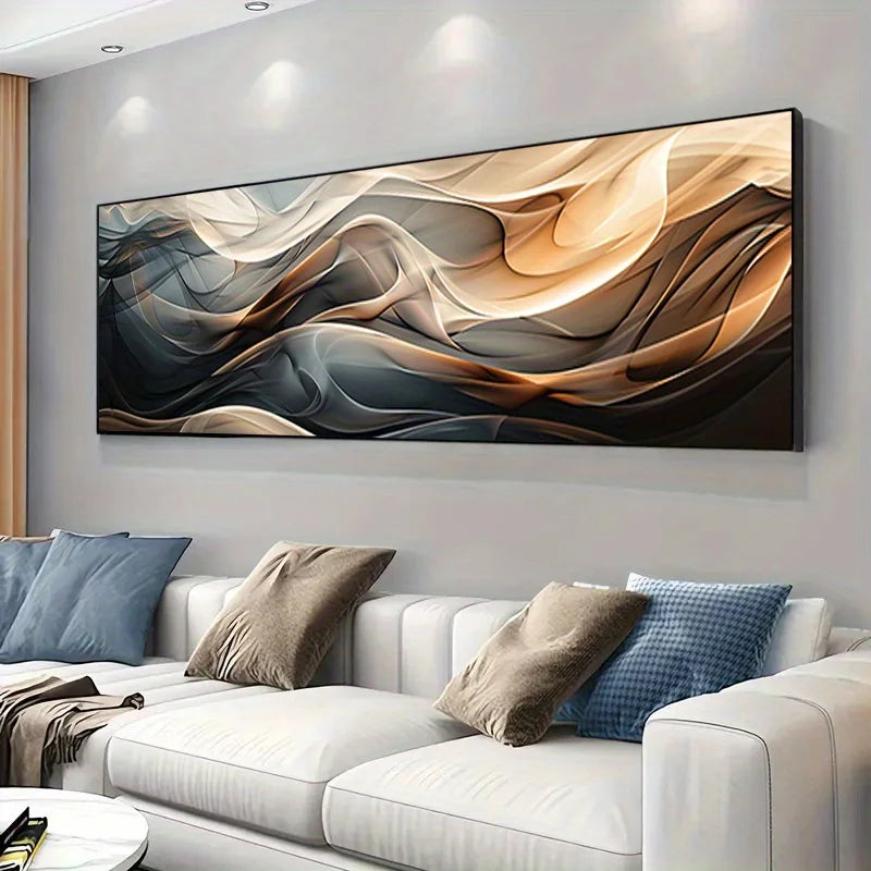 modern abstract wave frameless minimal canvas