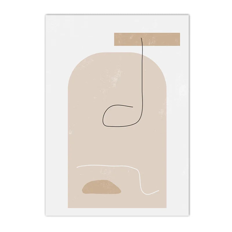 beige boho geometric line art canvas wall art