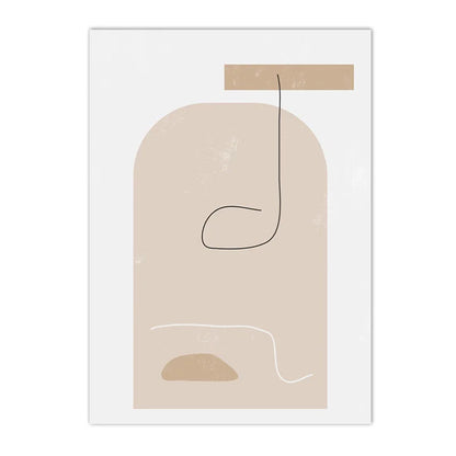 beige boho geometric line art canvas wall art