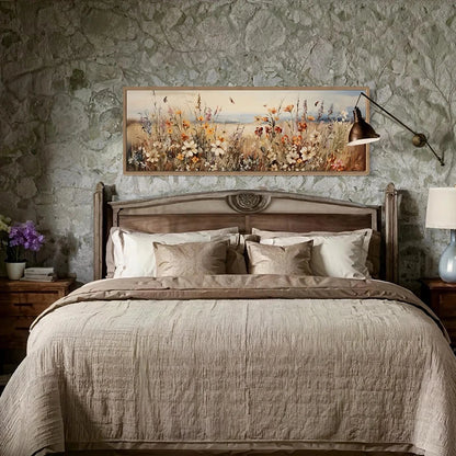 retro rustic wildflowers field farmhouse boho canvas