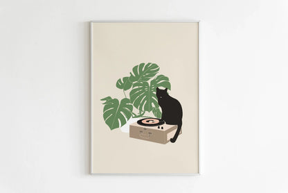 minimal abstract cartoon cat illustration canvas
