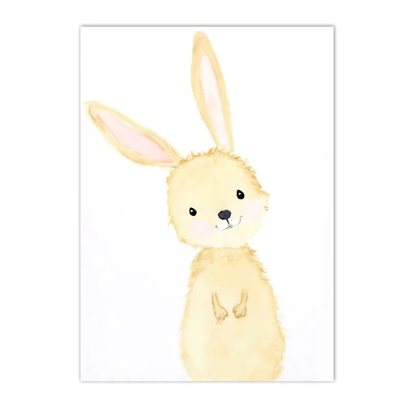 nordic baby animals lion elephant fox deer on nursery canvas