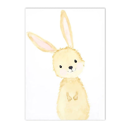 nordic baby animals lion elephant fox deer on nursery canvas