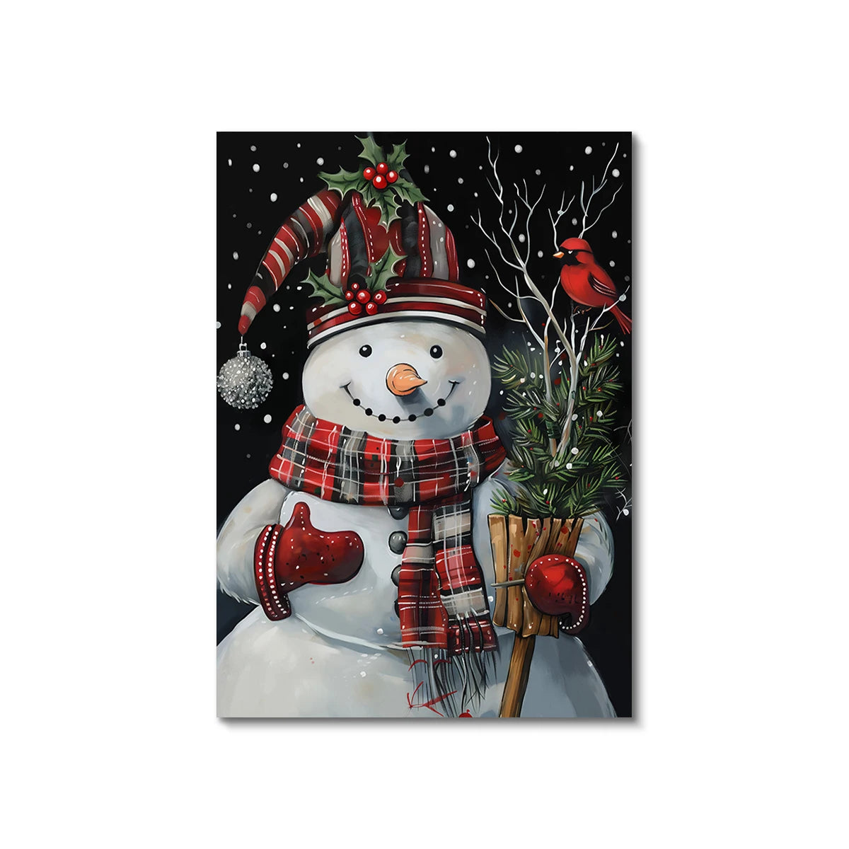 Christmas canvas with polar bear, Santa and snowman