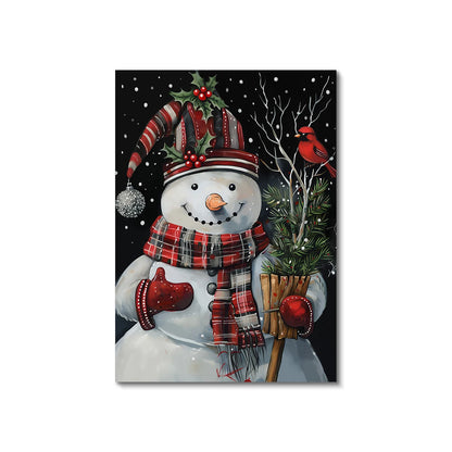 Christmas canvas with polar bear, Santa and snowman