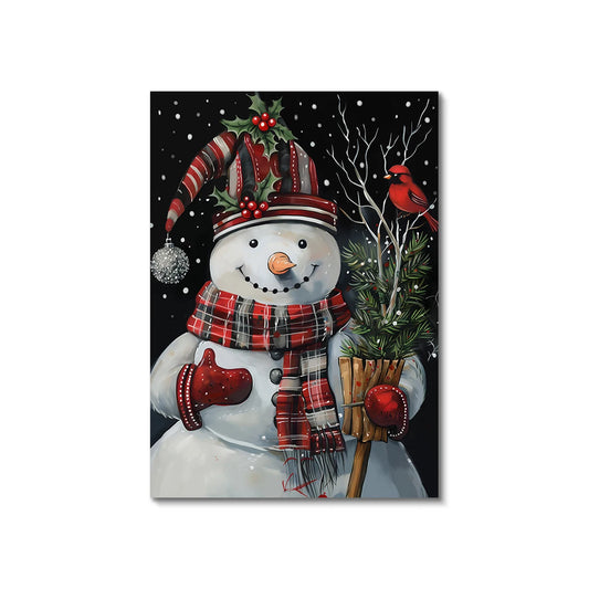 Christmas Cheerful Snowman Canvas Print
