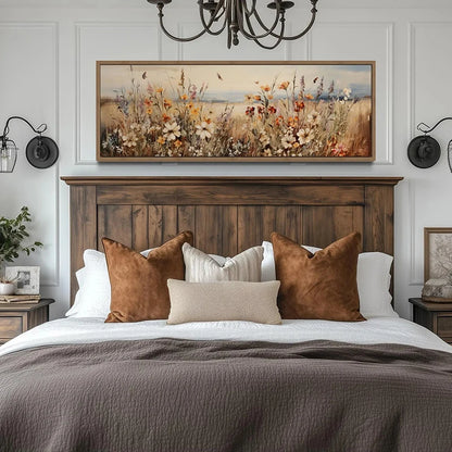 retro rustic wildflowers field farmhouse boho canvas