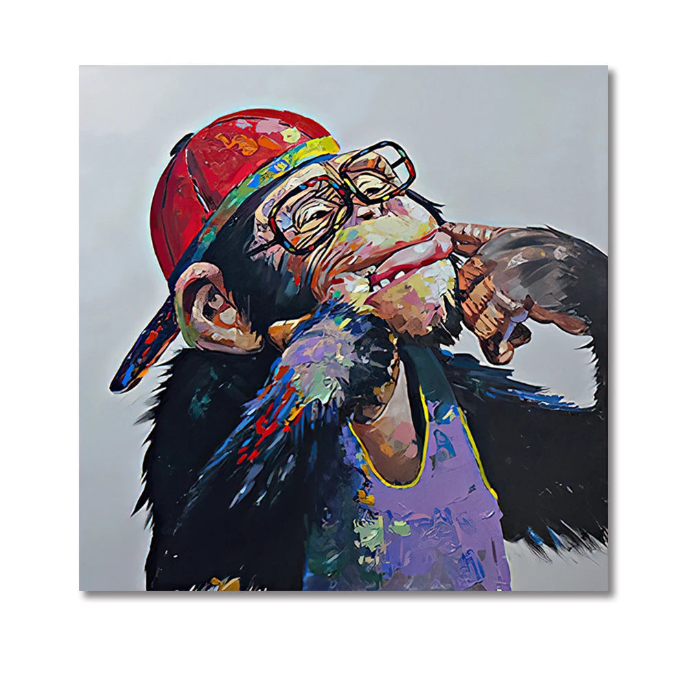 Orangutan with colorful headphones pop canvas wall art