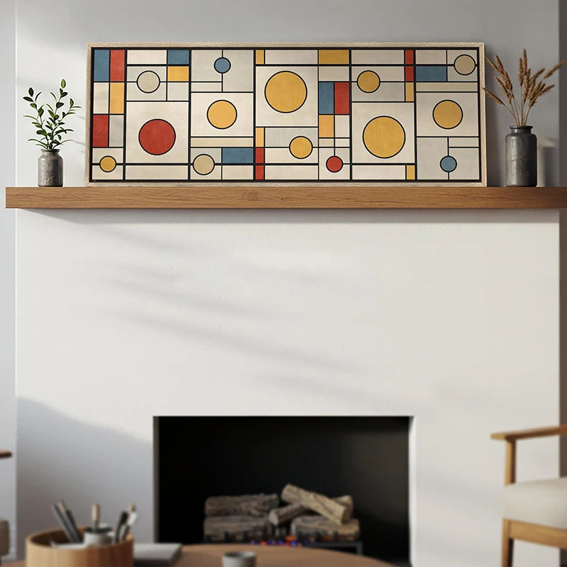 long horizontal mid century geometric unframed canvas
