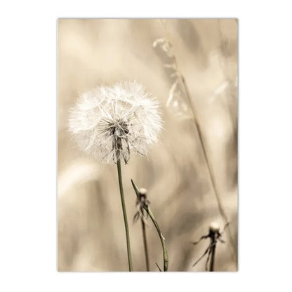 minimalist beige canvas with reed grass and flowers nordic style