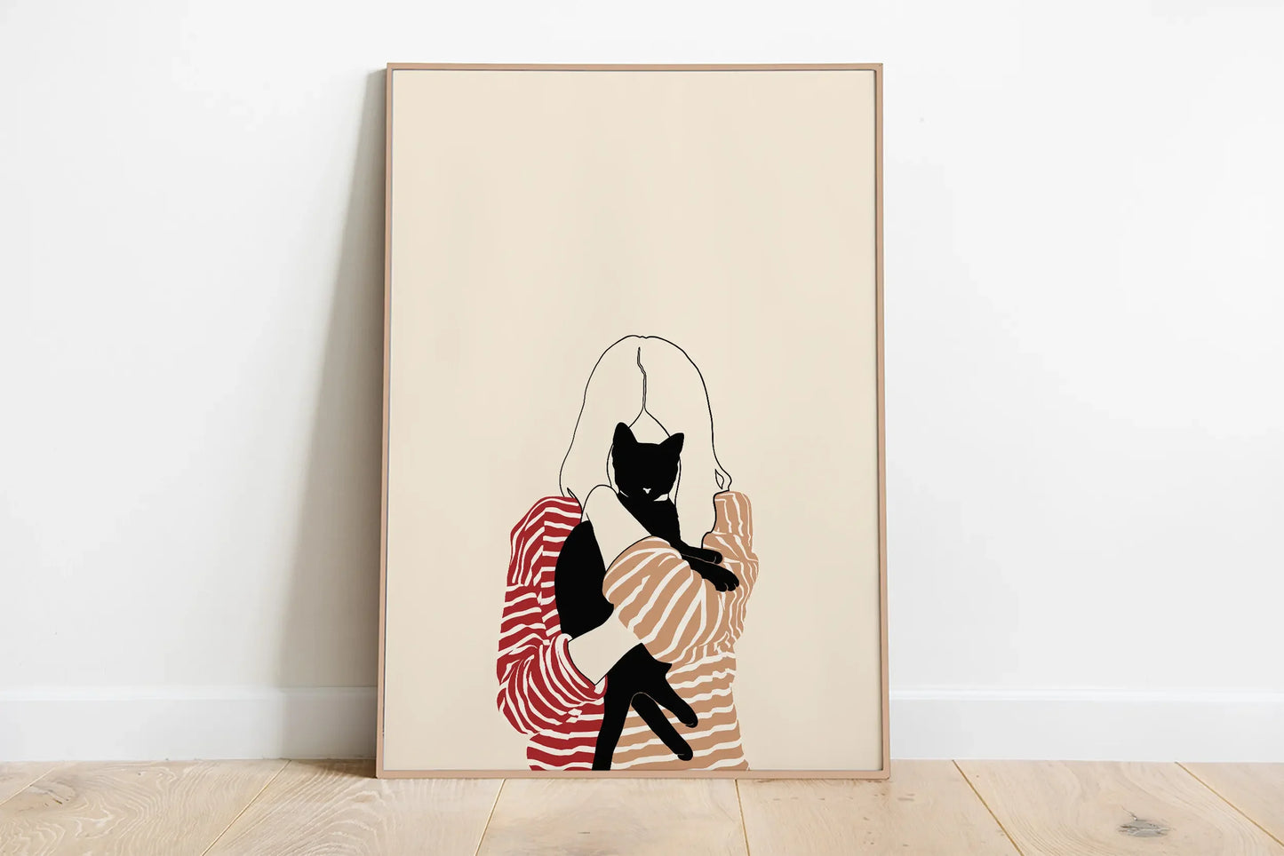 minimal abstract cartoon cat illustration canvas