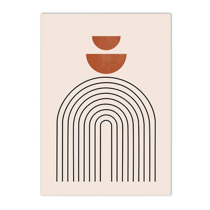 boho terracotta mustard sun with leaf geometric canvas wall art