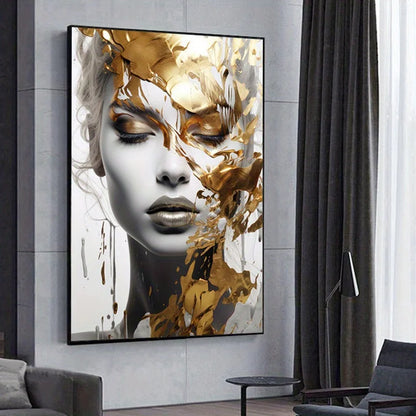 modern abstract portrait of a woman’s face unframed canvas