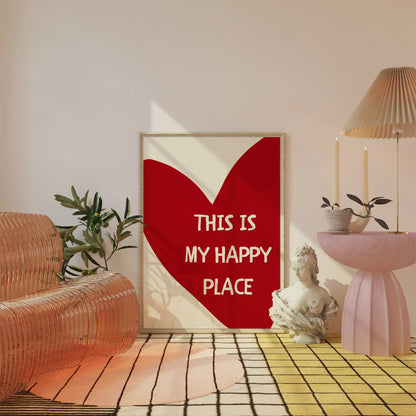 “This Is My Happy Place” Red Heart Canvas Print