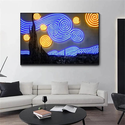 Neon Effect Iconic Canvas