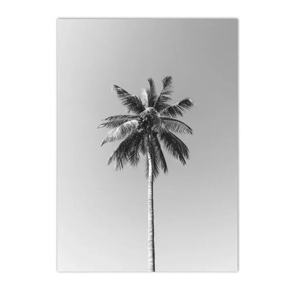 black and white sea waves with coconut tree shells starfish coastal canvas