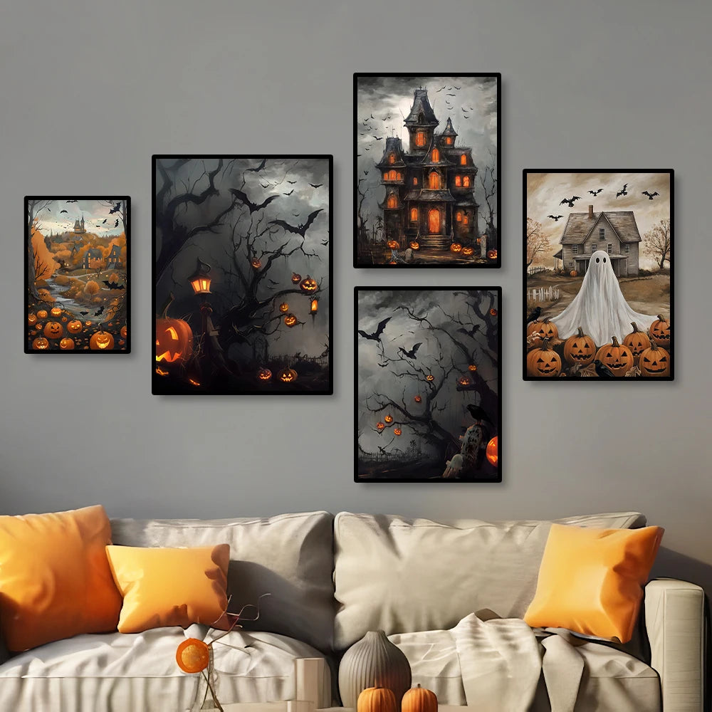 Vintage Dark Halloween Canvas Prints
