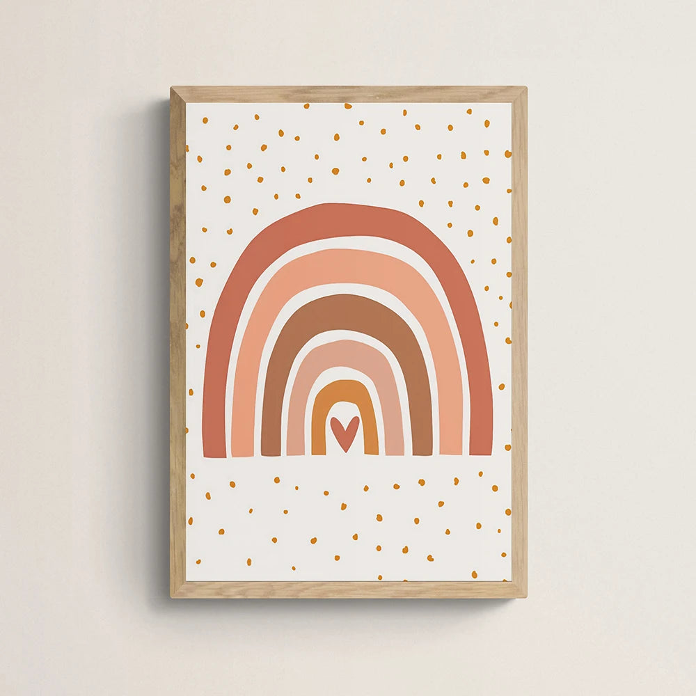 colorful boho rainbow sun cloud flower nursery canvas