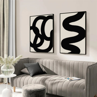 beige and black minimal line abstract boho canvas