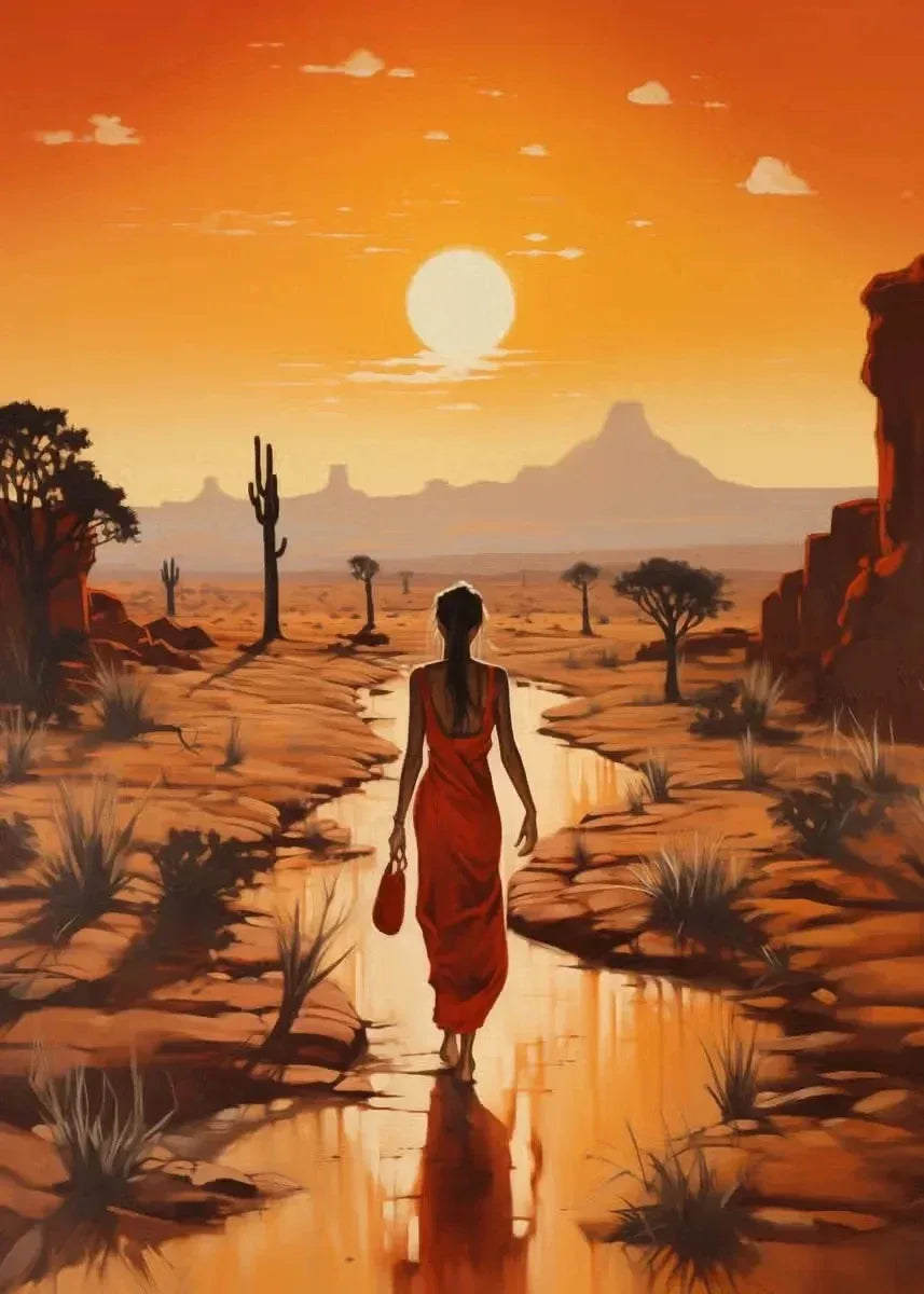 elegant portraits of african women with sun motifs on canvas