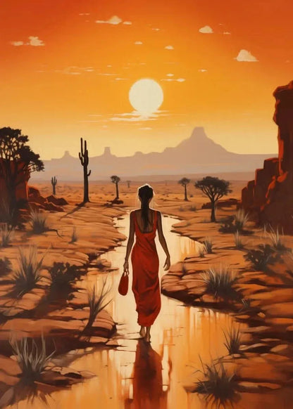 elegant portraits of african women with sun motifs on canvas