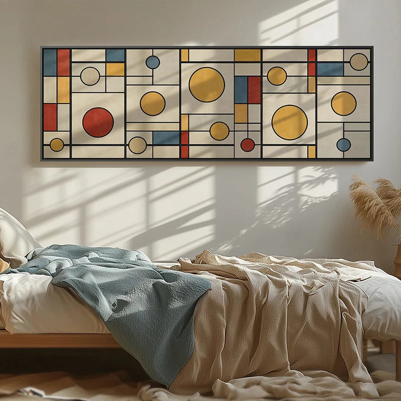 long horizontal mid century geometric unframed canvas