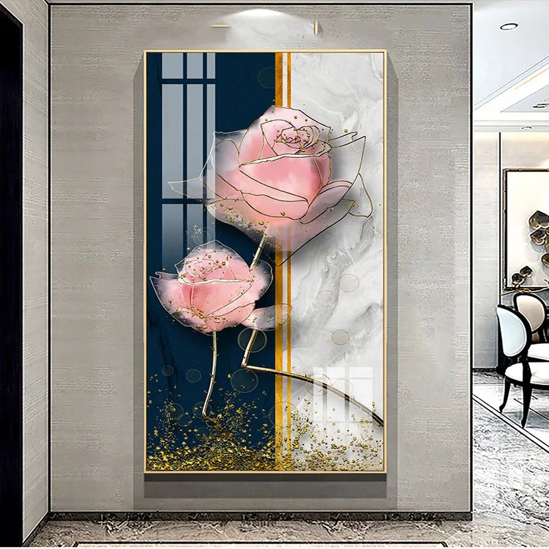 retro chinese style butterfly and flower vintage canvas print