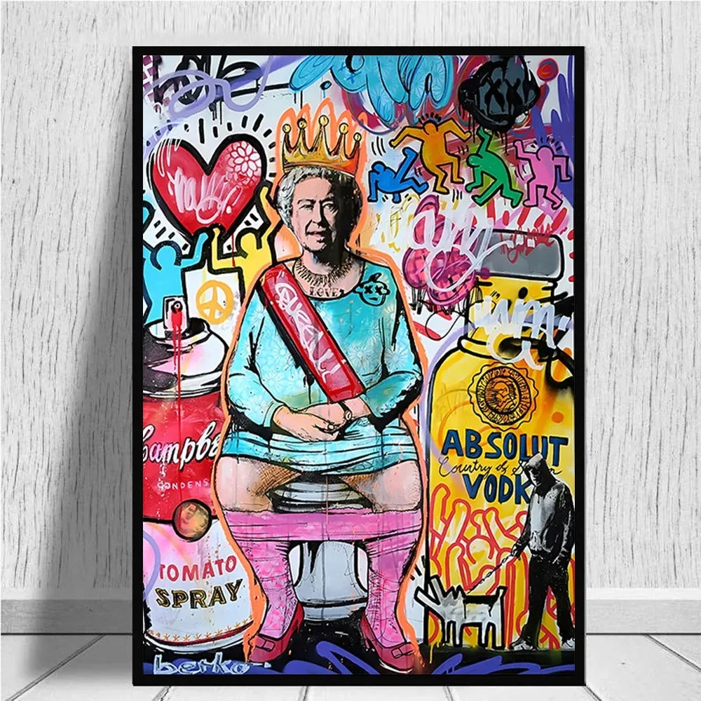 Queen Elizabeth Pop Graffiti Canvas Print