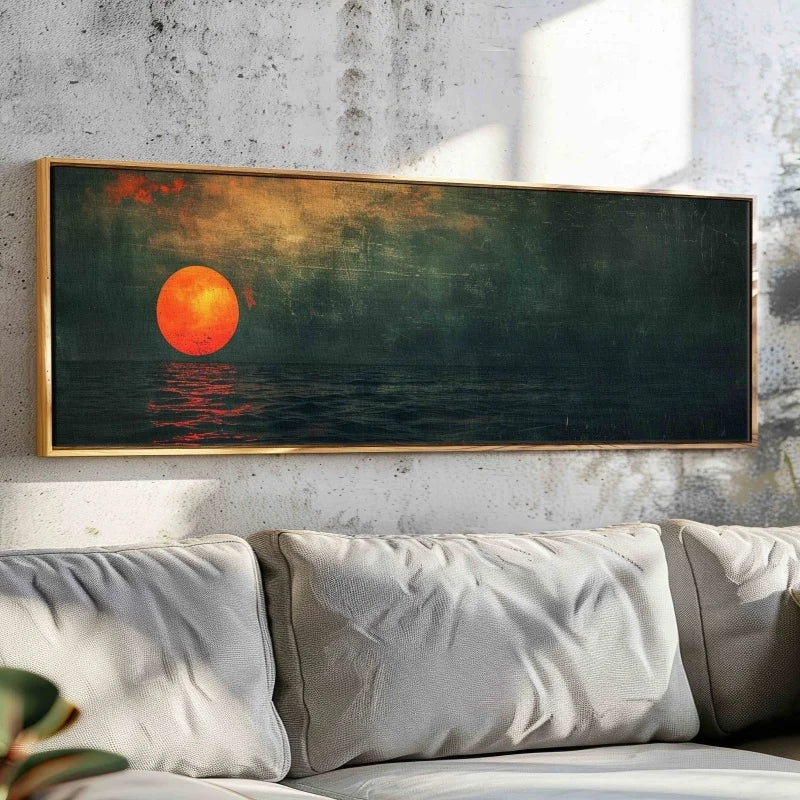 minimal horizontal emerald green ocean sunset unframed canvas