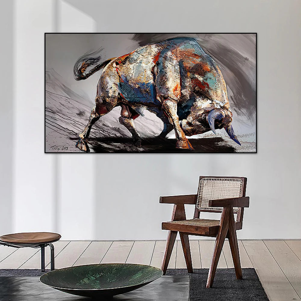 Abstract Colorful Bull Canvas Print