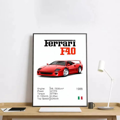 Classic red Italian sports car canvas wall art