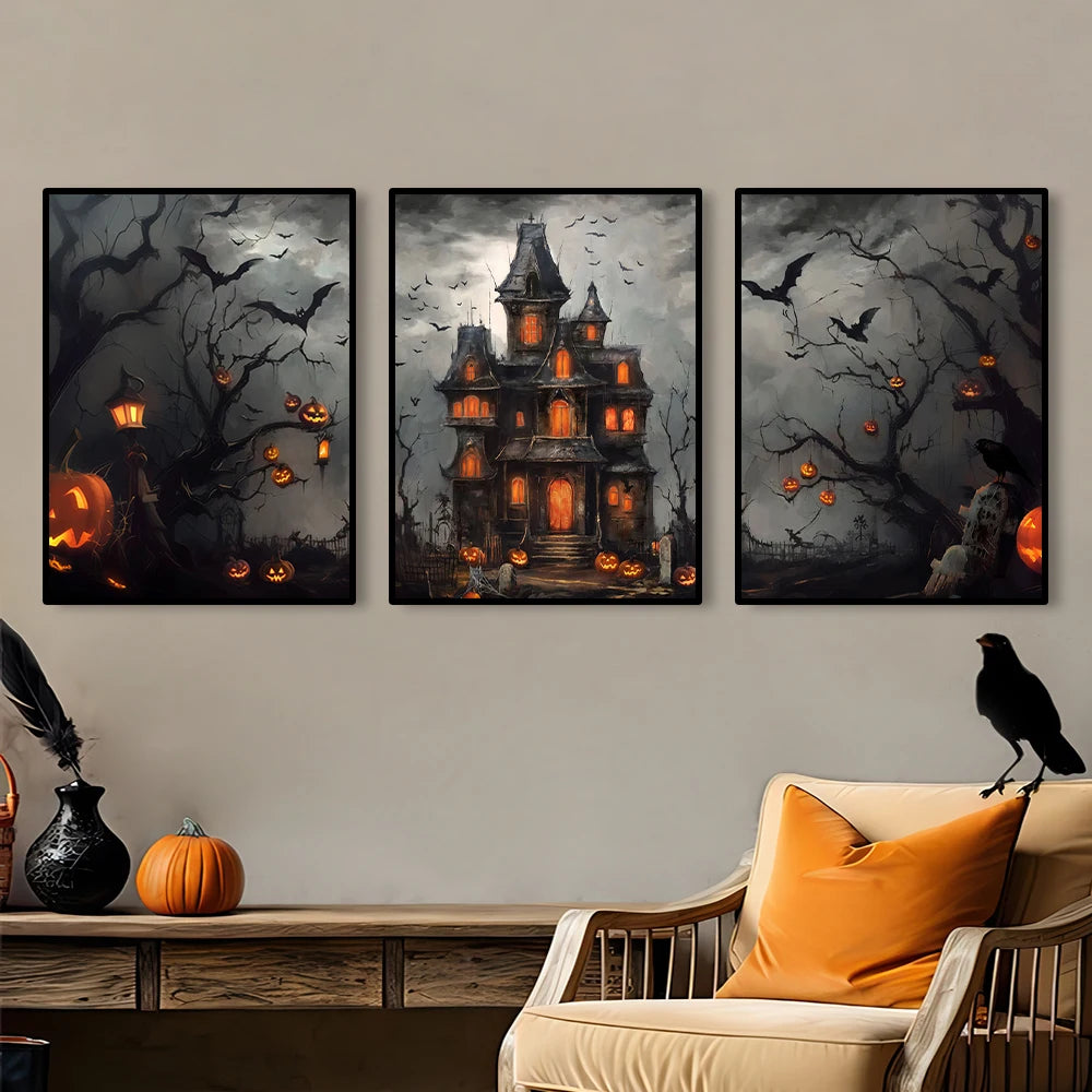 Vintage Dark Halloween Canvas Prints