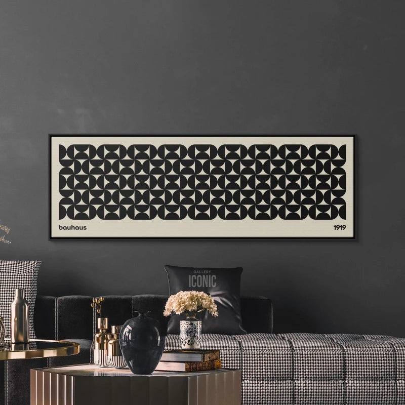 wide horizontal bauhaus mid-century panoramic canvas