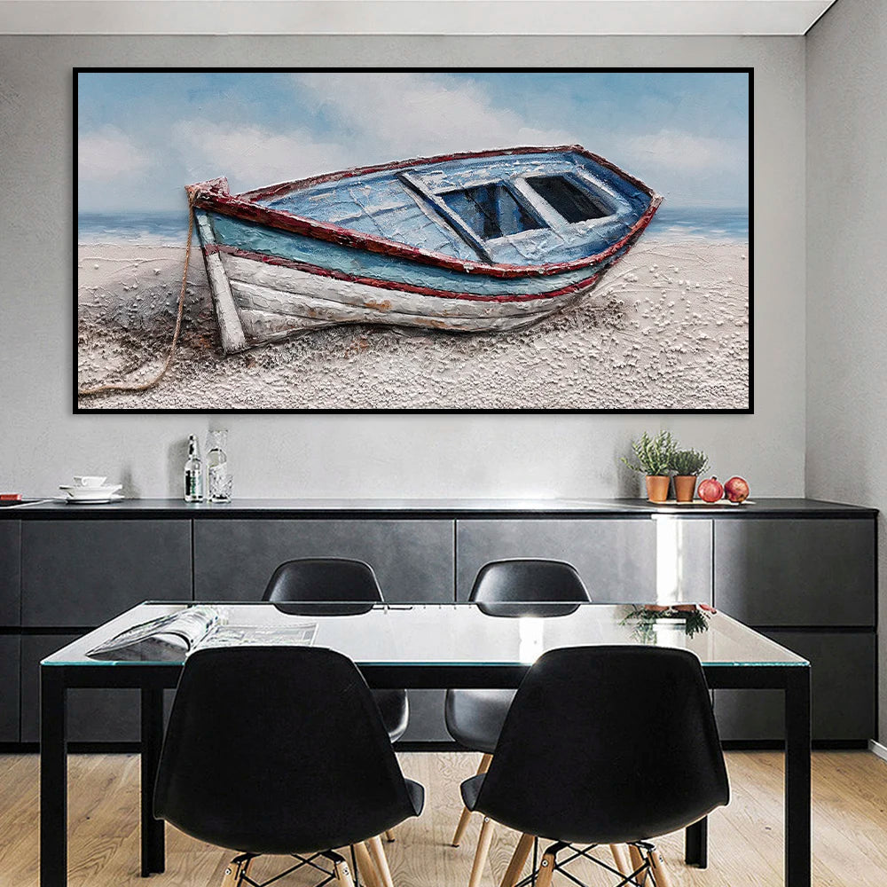 Abstract Nordic Seaside Boats Canvas