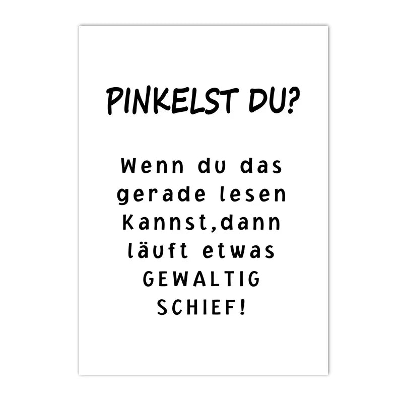 minimalist black and white funny bathroom saying quote canvas