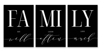 "Family" Quote Wall Art - Set Of 3
