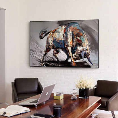 Abstract Colorful Bull Canvas Print