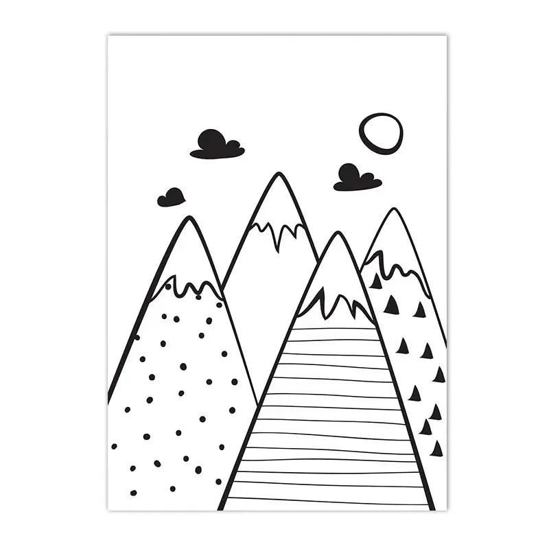 black and white canvas with arrows alphabet and numbers for kids room