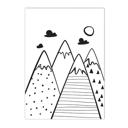 black and white canvas with arrows alphabet and numbers for kids room