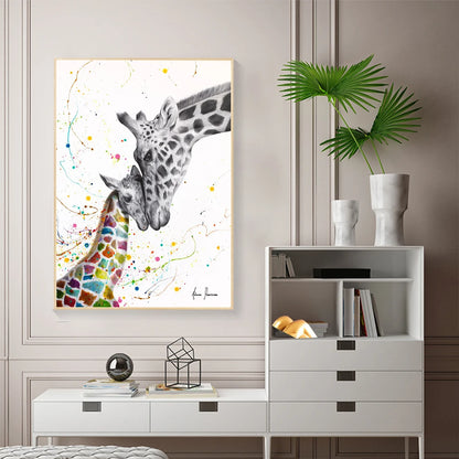 graffiti style giraffe with love lettering pop art canvas