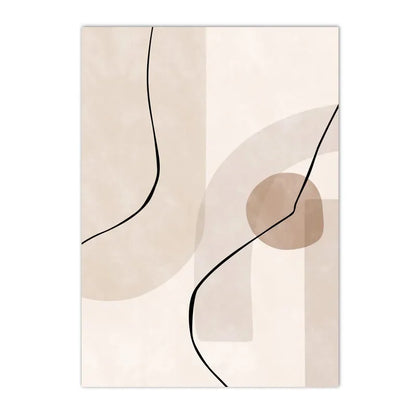abstract beige geometric line art canvas wall art