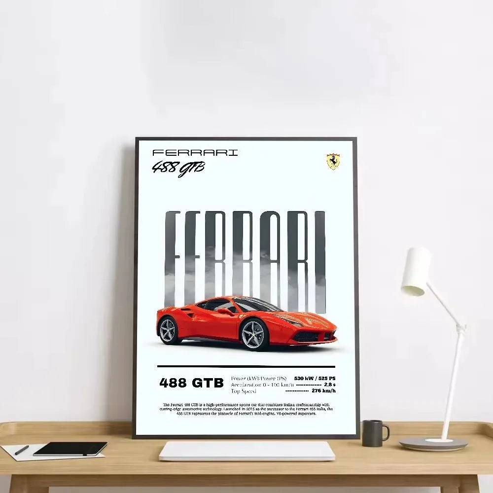 Classic red Italian sports car canvas wall art