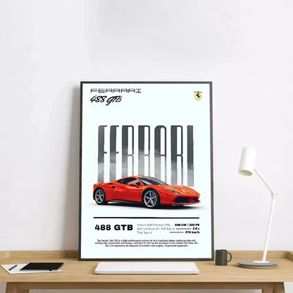 Classic red Italian sports car canvas wall art
