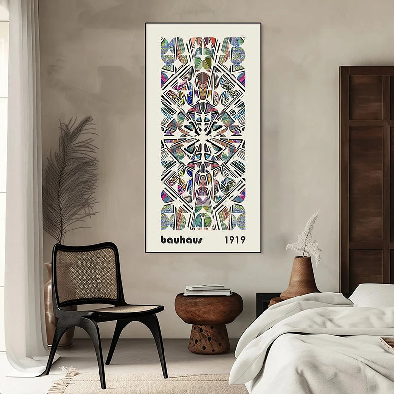 colorful bauhaus long narrow panoramic mid century canvas